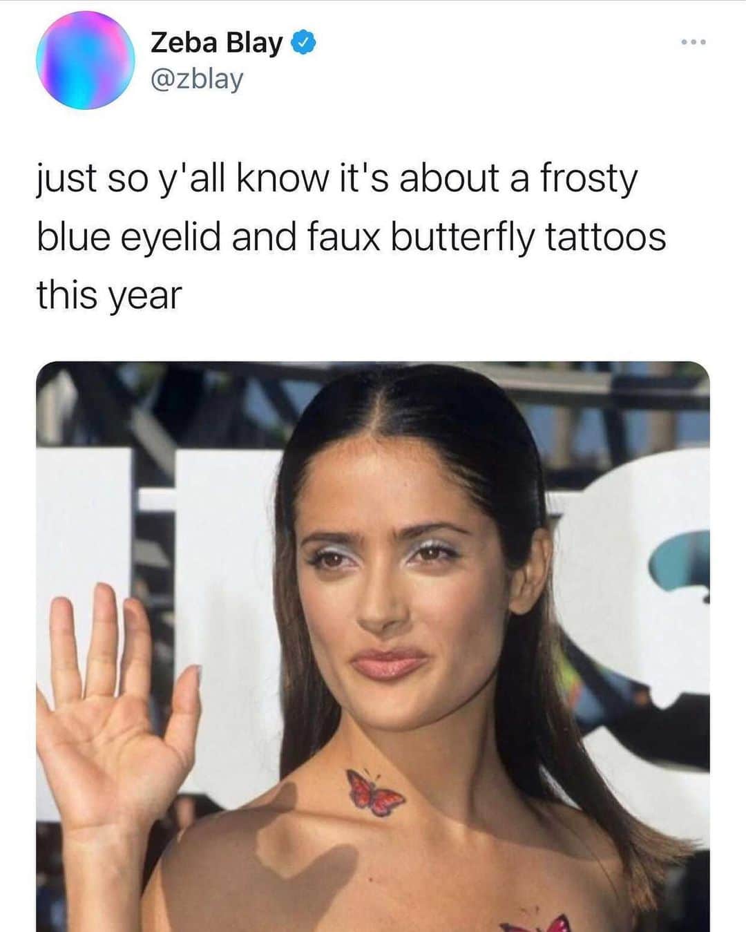 Nylon Magazineさんのインスタグラム写真 - (Nylon MagazineInstagram)「I do love faux butterfly tattoos.⁠⁠ [@zebablay via Twitter, Getty Images]」2月28日 0時38分 - nylonmag
