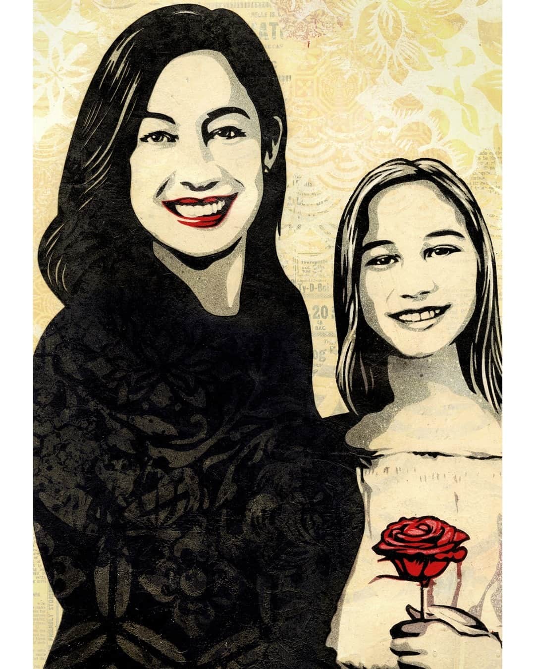 Shepard Faireyさんのインスタグラム写真 - (Shepard FaireyInstagram)「Today is my wife Amanda’s birthday. We have been together 22 years, and yes, she was legal age when we started dating! She has helped me with my art, whether it be screen-printing, poster bombing, or just honest critique. She has helped me build our business and philanthropy efforts. She is the greatest, most loving, mom to our daughters Vivienne and Madeline (Madeline pictured with rose). All of that I’m incredibly grateful for, but above all I value her as my best friend and the person I trust most in the world to have my back but to also be brutally honest. Thanks for it all Amanda and happy birthday (I’m really glad you were born)!⁠ -Shepard」2月28日 1時01分 - obeygiant