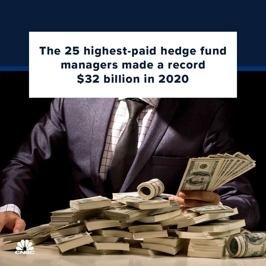 CNBCさんのインスタグラム写真 - (CNBCInstagram)「The 25 highest-paid hedge fund managers made a record $32 billion in 2020, up more than 50% over 2019, according to Institutional Investor’s Rich List.⁠ ⁠ A total of 15 hedge fund managers made $1 billion or more, compared with only eight in 2019. The big gains during the coronavirus pandemic, coupled with the public debate over hedge funds in the wake of the GameStop controversy, is likely to draw criticism from lawmakers and the public over hedge fund pay and fairness in financial markets.⁠ ⁠ The top earner was Israel “Izzy” Englander of Millennium Management, earning $3.8 billion. His flagship fund was up 26% last year, which was its best return in 20 years. Like many of the top-performing funds last year, Millennium relies more on stock picking than quantitative strategies using computer algorithms.⁠ ⁠ Link in bio for full details.」2月28日 7時31分 - cnbc