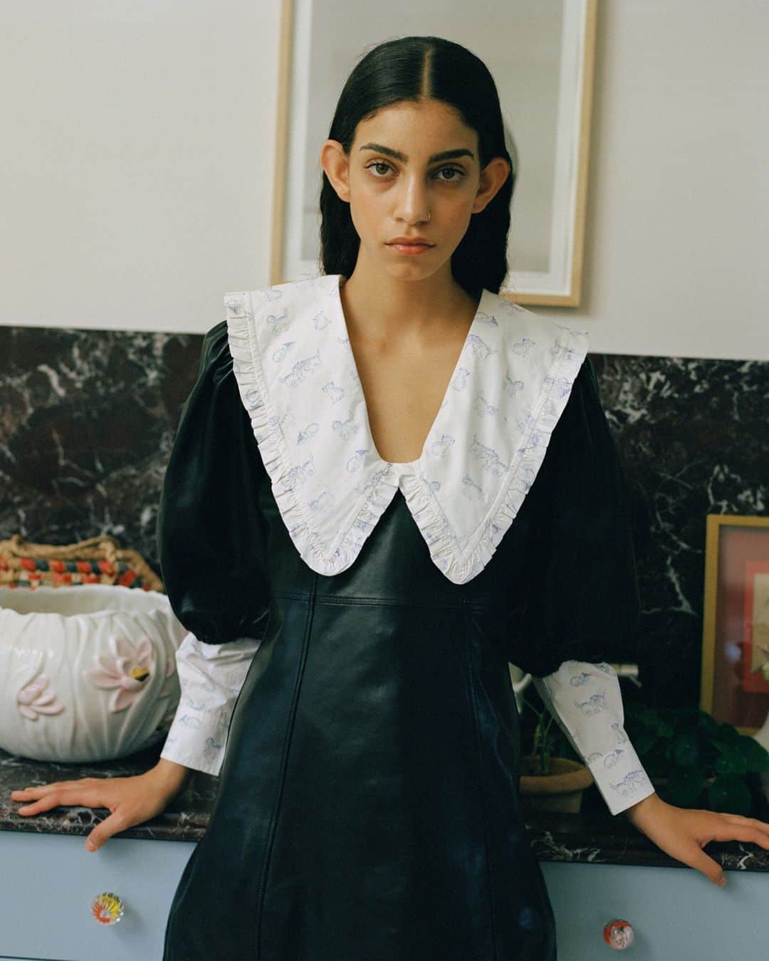 ShopBAZAARさんのインスタグラム写真 - (ShopBAZAARInstagram)「@ganni makes the fantasy of dressing up at home a reality with casual pieces that can easily elevate your Zoom attire. With dramatic finishes like oversized collars, puffy sleeves, and eye-catching patterns—we could build an entire wardrobe out of just this one brand.」2月28日 7時25分 - shopbazaar