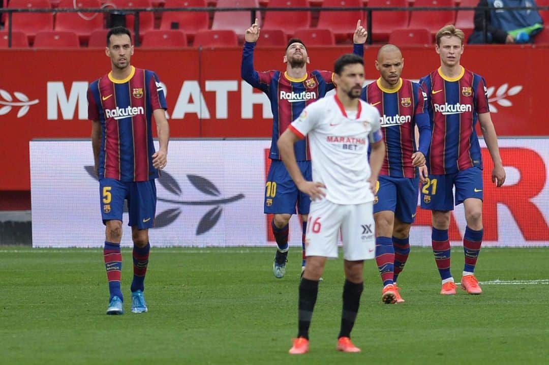 のインスタグラム：「Hoy hemos ganado un partido crucial. Miércoles tenemos que ganar una Final 💪🔥👏🏾 💙❤️ #ForçaBarça #Culers #SevillaBarça」
