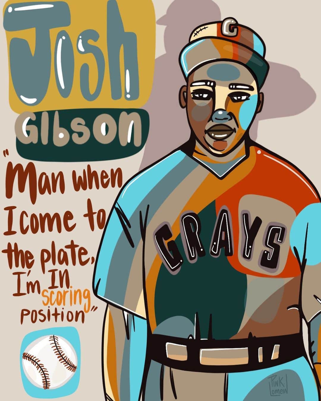 MLBさんのインスタグラム写真 - (MLBInstagram)「A larger-than-life legend.  Today, we continue our #BlackHistoryMonth artist series with a piece honoring the one of the greatest sluggers in Negro League history, Josh Gibson.  Art by: @pinklomein_」2月28日 3時59分 - mlb