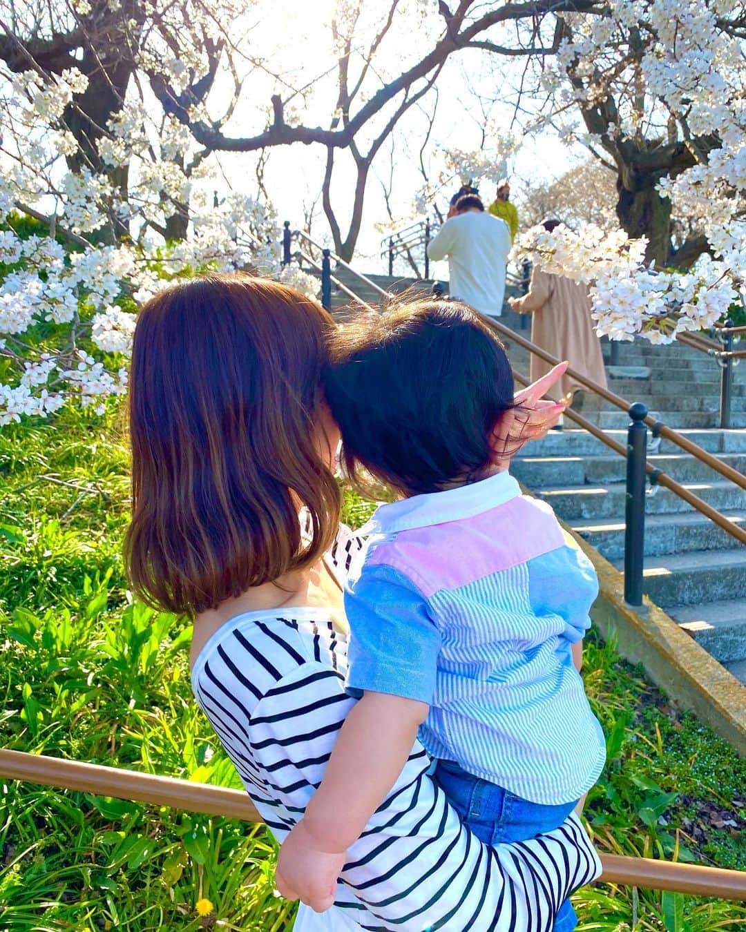宮崎瑠依さんのインスタグラム写真 - (宮崎瑠依Instagram)「「桜きれいだね〜🌸 春の花。日本を代表する花よ。もう少しで満開になるね。」  息子は初めて見る桜に興味深々でした🌸  花も美しい 月も美しい それに気づく 心が美しい  これは私の好きな言葉✨  私たちの周りには、美しいものが溢れていますが、それに気づくときもあれば、気づかないときもある。  忙しいとき、凹んでいる時などは、下を向いてしまいがち。気持ちにも余裕がなくて美しいものに気づかないものですよね。  だから そういうときこそ 目線を上げて、美しいものを見て、気持ちを切り替えたいと思っています✨ 常にポジティブな私はこういう切り替えが得意なのかもしれませんw  まだ10ヶ月の息子も、桜を見て目を輝かせていました！ こんなに小さな子でも美しいものが分かるんですね😊✨  美しいものにたくさん気づける人生になるといいね😉  #桜 #はじめてのお花見」3月25日 8時23分 - ruimiyazaki