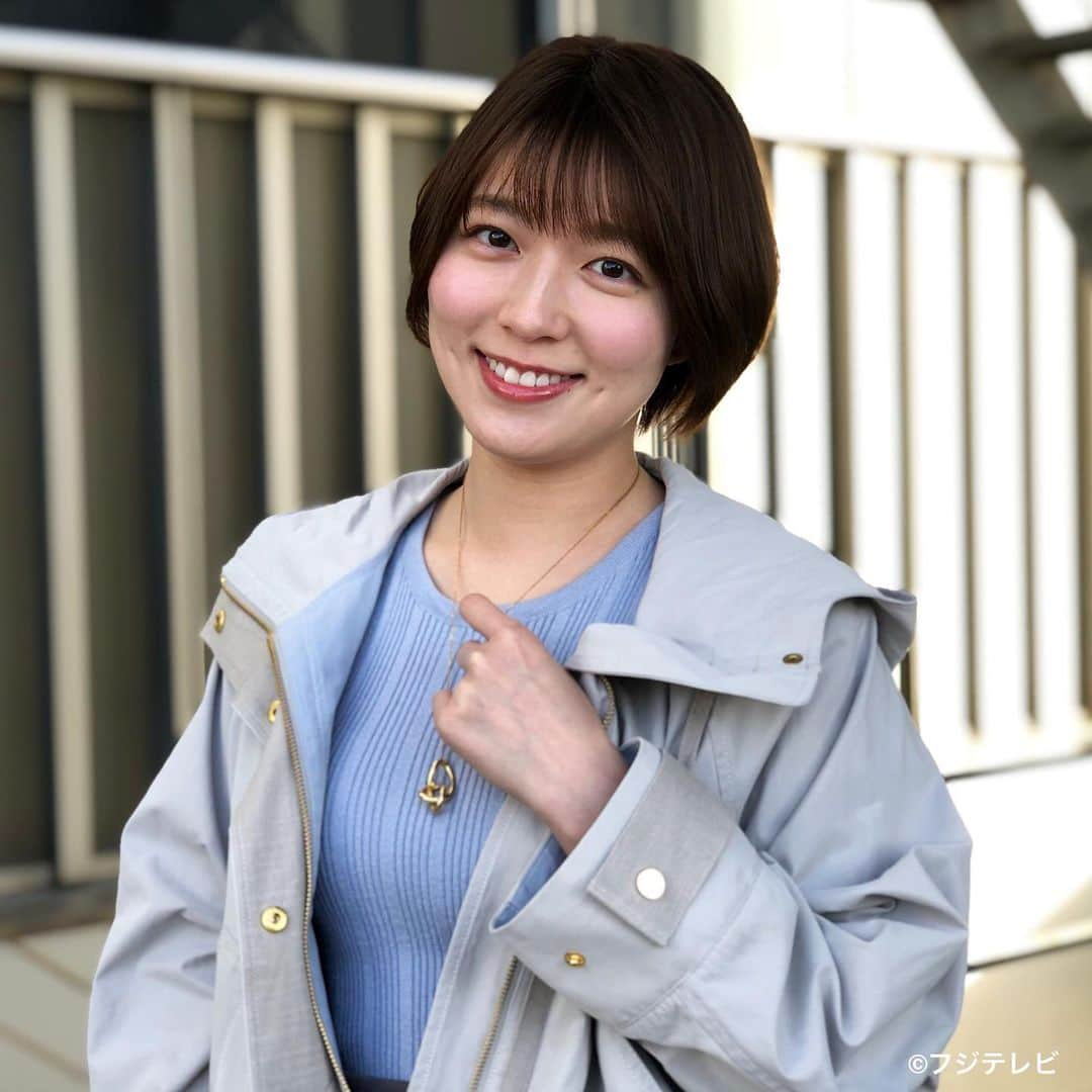 フジテレビ「めざましテレビ」さんのインスタグラム写真 - (フジテレビ「めざましテレビ」Instagram)「3月26日（金）  ファッション雑誌CanCamとコラボした お天気コーナー「きょう何着て行く？」 阿部華也子の毎日のコーデを紹介♪  【きょうのコーデ】 ジャケット→#YECCAVECCA 1万7600円 ニット→#NOSTALGIA 3190円 スカート→#SNIDEL 7920円 靴→#ダイアナ 1万5400円 ネックレス→#Jouete 1万7600円  【コーデのポイント】 ブルーニット×光沢スカートのフェミニンコーデを スポーティブルゾンでカジュアルに🏃‍♀️✨ ブルゾンはゴールド金具や程ゆるシルエットなどの上品デザインを選ぶと 通勤から休日まで幅広いシーンで使えます👑❗️ ライトグレーなら春らしい軽やかさもあって🙆‍♀️  #めざましテレビ #きょう何着て行く？ #阿部華也子 #今日のコーデ#コーデ#CanCam #今日のファッション#ootd #きょう何着て行く？は月〜金朝6時22分ごろ放送📺 #スタイリストたなべさおり」3月26日 11時59分 - mezamashi.tv