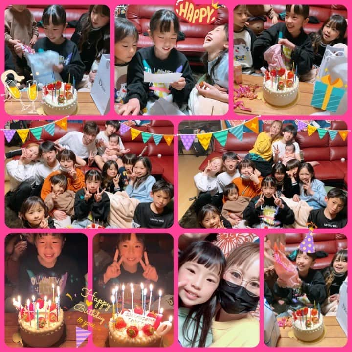Kazukiのインスタグラム：「なゆん♥️10歳 ♡*:.ᕼᗩᑭᑭY ᗷIᖇTᕼᗞᗩY.:*♡ 🎂🎉🎁💐🎀👏🎊💕 ・ なっちゃん、先週10歳になりました♥️ ・ 小さい頃の私と同じで、体は小さいけど活発💦 ダンスが大好きなダンス少女✨ ママ～〇〇やる？ 〇〇やっといたよ～！これから〇〇もやるからね！っていつも私を気遣って言ってきてくれる…😭 ・ ママ疲れてるから～って… ・ ママ、なっちゃん達や子ども達にはいつも助けてもらっていて感謝してるし、これ以上のお願いはないから大丈夫だよ～って話したばかり… ・ 本当に優しくて、その優しさがなっちゃんの話し方や表情に出ていて、早生まれで小柄だけどしっかり者！担任の先生もいつも頼りにしてくれて、褒めてくださる(//∇//)♡ ・ 家族みんなでお祝いして、兄姉妹弟達から沢山のプレゼントとお手紙をもらい、なっちゃんはもちろん、家族全員 笑顔いっぱいでした♡♡ ・ みおんのお手紙やパパの言動には爆笑しちゃったし、まりん、そらんのお手紙は可愛かった♡ みんな本当にありがとう( ⸝⸝⸝ᵒ̴̶̷ωᵒ̴̶̷⸝⸝⸝)💗 ・ 仲良し家族やお客様、沢山の方にプレゼント やメッセージや動画、お手紙をいただきました💌🎁✨ 本当にありがとうございました♥️♥️ ・ ・ #四女#10歳#小4#ダンス少女#生まれてきてくれてありがとう#13人兄妹#六男七女#仲良し兄妹#家族でお祝い#優しさ連鎖#癒し#大家族ママ#ご縁に感謝#美容師家族#笑顔いっぱい」
