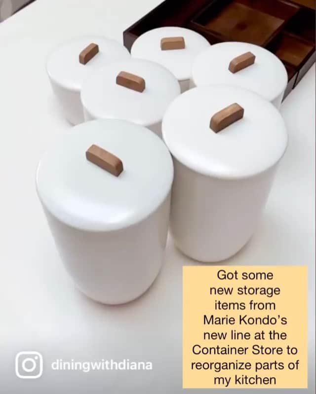 近藤麻理恵のインスタグラム：「Your kitchen should make cooking fun! Start with @thecontainerstore x @konmari.co collection and go from there. Thanks for sharing, @diningwithdiana!」