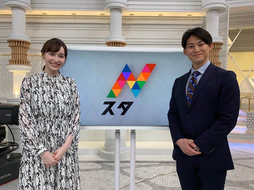 のインスタグラム：「. 宇賀神さんが本日で日曜Nスタ最後の出演だったので、写真を撮っていただきました！ お疲れ様でした！！！  あさチャン等でもお世話になりますので、引き続きよろしくお願い致します🙇🏻‍♂️  #tbs #tbsアナウンサー #宇賀神メグ アナ #日曜nスタ #nスタ  #齋藤慎太郎」