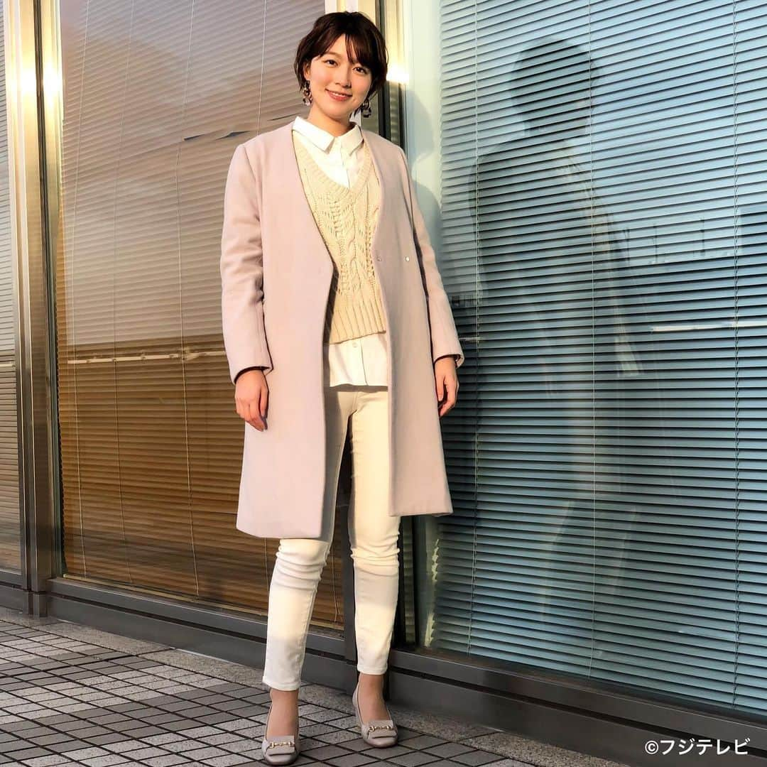 フジテレビ「めざましテレビ」さんのインスタグラム写真 - (フジテレビ「めざましテレビ」Instagram)「3月5日（金）  ファッション雑誌CanCamとコラボした お天気コーナー「きょう何着て行く？」 阿部華也子の毎日のコーデを紹介♪  【きょうのコーデ】 コート→#UNRELISH 1万5000円 ベスト付きシャツ→#MURUA 6900円 パンツ→#AMERICANHOLIC 3000円 靴→#ダイアナ 1万4000円 ピアス→#バナナリパブリック 4990円  【コーデのポイント】 シャツにニットベストを重ねる レイヤードスタイルがこの春ブームに🌷🌷 シャツもベストもゆるシルエットのものを選ぶと こなれた雰囲気にまとまります🙆🏻‍♀️✨ 爽やかな白ワントーンもシーズンムードアップに一役🙌  #めざましテレビ #きょう何着て行く？ #阿部華也子 #今日のコーデ#コーデ#CanCam #今日のファッション#ootd #きょう何着て行く？は月〜金朝6時22分ごろ放送📺 #スタイリストたなべさおり」3月5日 17時17分 - mezamashi.tv