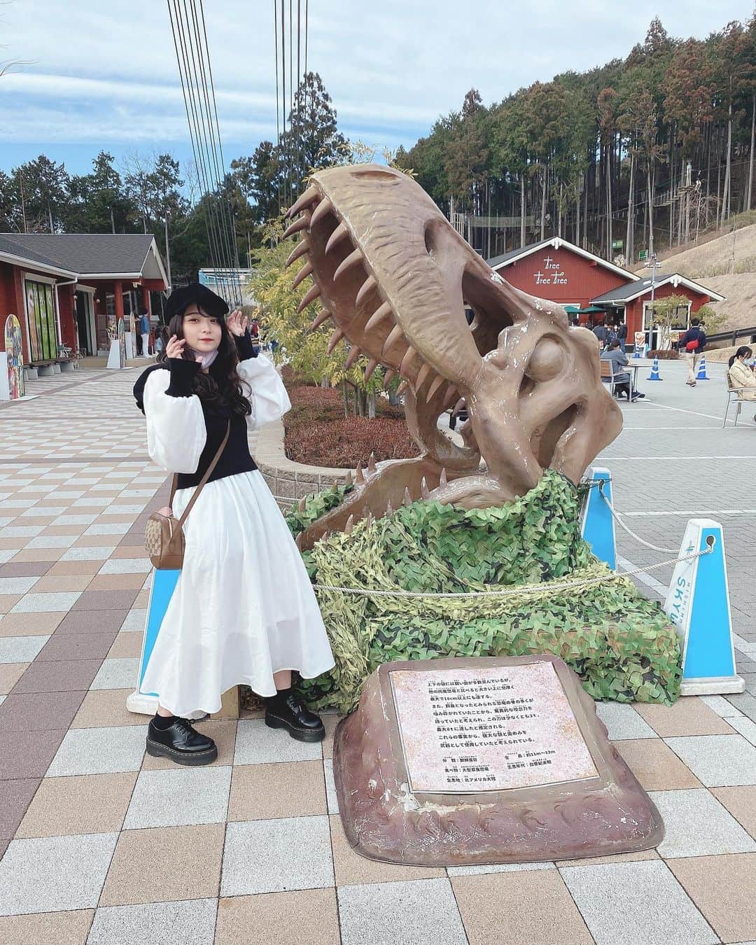 すみだかほのインスタグラム：「恐竜いた🦕🦖静岡行った時の！ てかこのワンピ可愛すぎる(ˊo̶̶̷̤ .̫ o̴̶̷̤ˋ)」