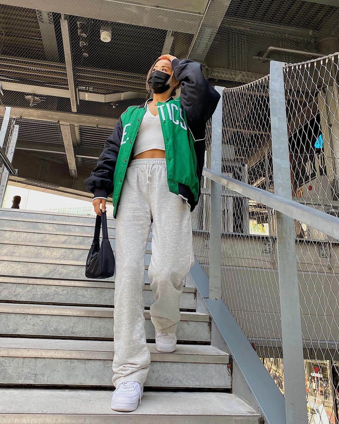 MIYAのインスタグラム：「0503120210208 @ SHIBUYA﻿ ﻿  #ootd #miyastyle #mood #fashion #style #outfit #celtics #nba #love #sneaker #traffygirls #prettylittlething」