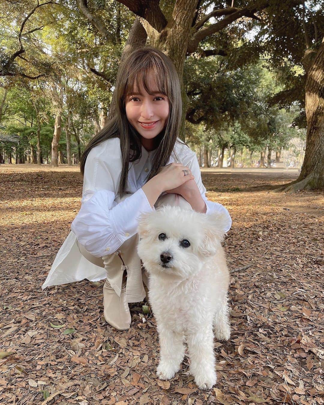 野崎萌香さんのインスタグラム写真 - (野崎萌香Instagram)「マロンくんとお散歩☀️🌱  しふく💗  shirt... @furfur_official  pants... @amerivintage  boots... @dholic_official  bag... @prada   #toypoodle  #トイプードル #토이푸들 #お散歩」3月6日 20時04分 - moeka_nozaki