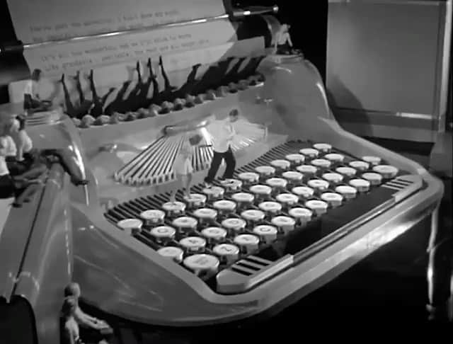 エリザベスラウのインスタグラム：「I ❤️ everything about this!  Ruby Keeler and Lee Dixon tap dance on a giant typewriter in ‘Ready, Willing, and Able’ (1937). Repost via @theclassicsdarling」