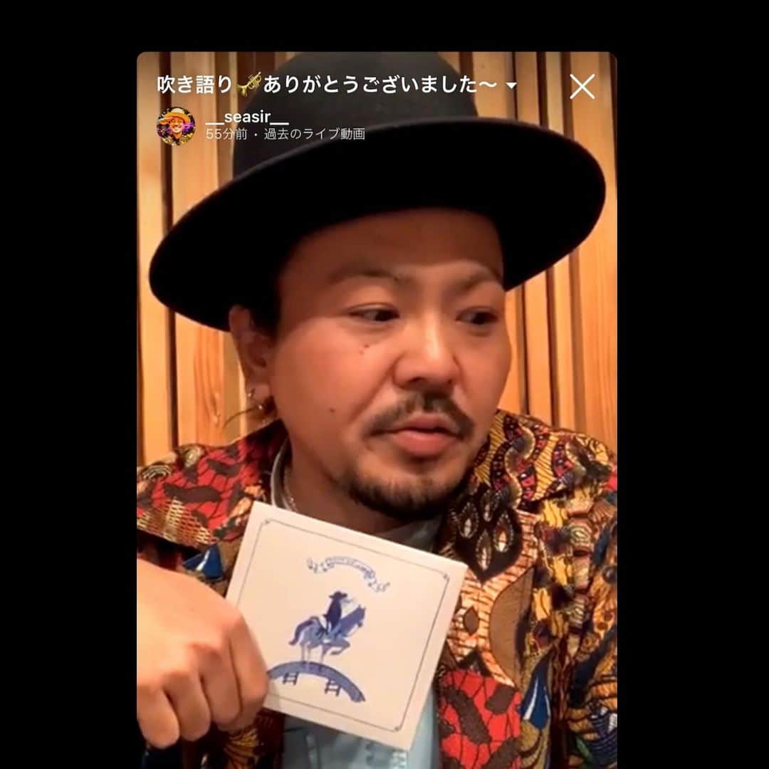 シーサーのインスタグラム：「・ ・ 昨日も遅い時間までインスタライブに 沢山の人が付き合ってくれて、 コメントも沢山ありがとうございました〜🙏  オカゲサマでナイスサタデーナイトになりました◎  途中から音割れてたのかな？！ 音ペロペロだった？！ 全然気づかずで申し訳ない、、  引き続き色々気をつけて！ そして引き続き ヒビヲウタウ よろしくお願いします♬  粒さん @shuashimine  スエちゃん @odd_numbers  出てくれてありがと！そしておめでとう㊗️ ピス！  #しかし難しい顔してトランペット吹いてるのねw #2枚目 #笑顔で吹けるよう頑張りますw #リクエストお待ちしてます♡」