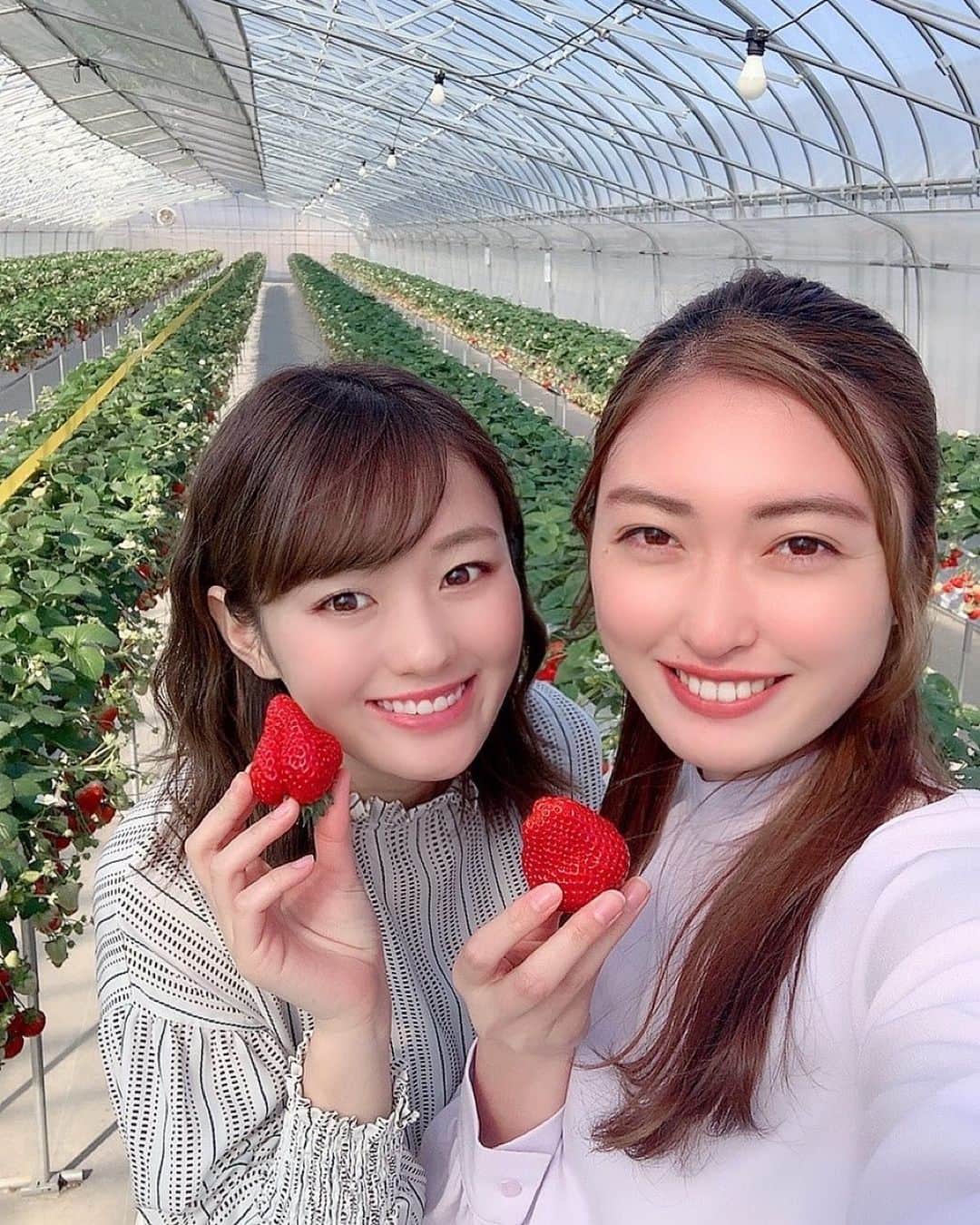 熊谷彩夏のインスタグラム：「.  福島にて！ しゅりちゃんと〜♪  #撮影　#いちご狩り　#🍓」