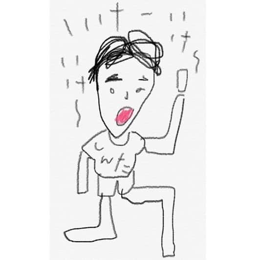 藤浪晋太郎のインスタグラム：「だいぶ前に馬場画伯(@baaaaaaba1515)に描いて頂いた藤浪の肖像画🎨  これは馬券を持って応援している藤浪らしいです🏇  ちなみに藤浪はJRA IPAT📱派なので、馬券は持ちません…笑  いつか阪神から馬場画伯グッズ発売されるかも？笑  #藤浪晋太郎 #馬場皐輔  #馬場画伯 #阪神タイガース」