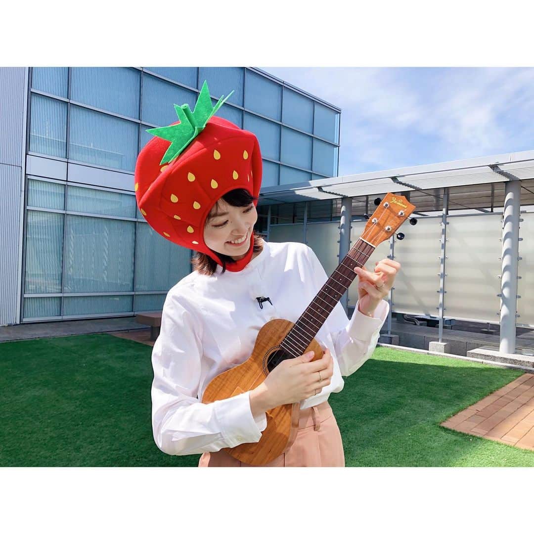 永井友梨のインスタグラム：「先週のU-dokiご覧頂けましたか🍓？ 今年も出動ナガイチゴ 自画自賛の名曲いちごのうた、今年はウクレレver.で...  いちごスイーツって幸せな気持ちになります🥰🍓 明日のスーパーニュースのコレ旬もいちごだとか🍓！  旬のいちごで春のあまいひとときをエンジョイチゴ🍓  衣装もTILEさんがいちごカラーをセレクトしてくださいました🍓❣️  #いちご　#イチゴ　#苺 2枚目の衣装 #tilemiyazaki  白ニットはSLOANE 赤パンツはCLANE です」
