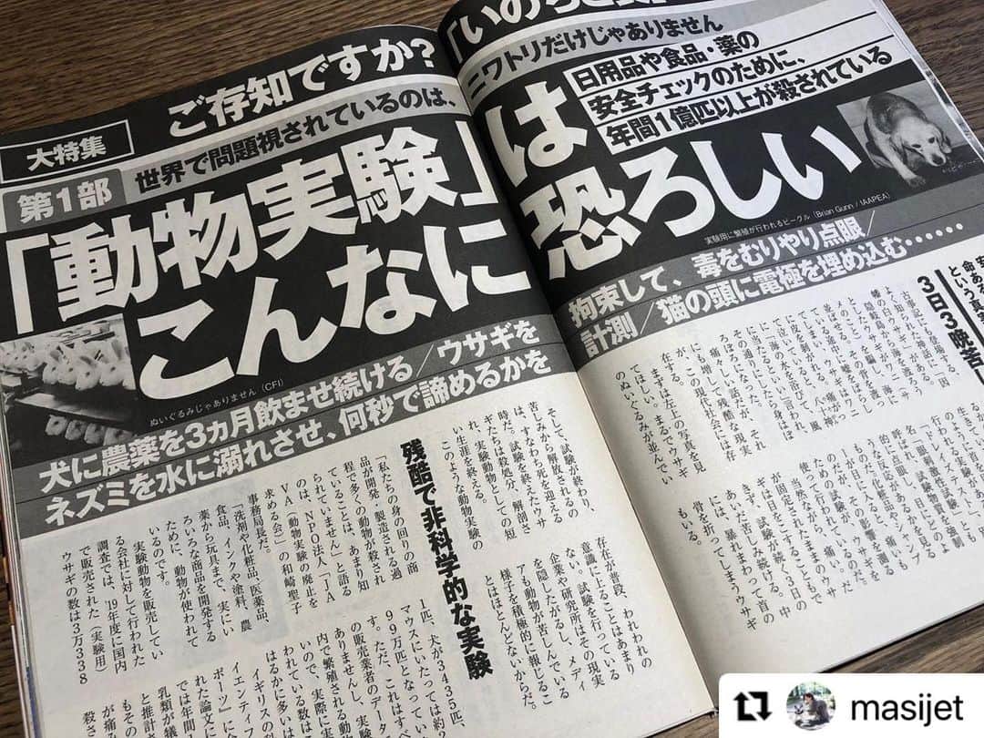 杉本彩さんのインスタグラム写真 - (杉本彩Instagram)「* * 『週刊現代』の記事に拍手を送りたい❗️  テレビでは広告スポンサーへの忖度や配慮から、実験動物や養鶏の残酷な実態についてまったく取り上げない。  事実を伝えるどころか、「何言ってんだ⁉️」と思うくらい、事実が歪められて放送されていることがある。  こういう、企業にとっての過剰な配慮は、消費者の不利益だ。  この度、「週刊現代」さんが、自分の命や健康を大切にする消費者にとって、とても有益な記事を書いてくださった。  そして何より、とても必要とは思えない実験や、過剰な利潤追求のために、動物たちがいかに酷い目にあわされているか、その不都合な真実から目を背けてはならないと訴えてくれている。  多くの消費者が、買い物するとき、どの企業の何を選ぶか、その選択を変えるきっかけになってくれることを願うばかりだ。  私も取材に応じていますので、是非ご一読ください！  #週刊現代 #動物実験の闇  #美しさに犠牲はいらない  #鶏卵業界の裏側  #残酷な飼育環境  #アニマルウェルフェア #動物福祉 #公益財団法人動物環境福祉協会eva」3月8日 21時23分 - sugimoto_aya0719