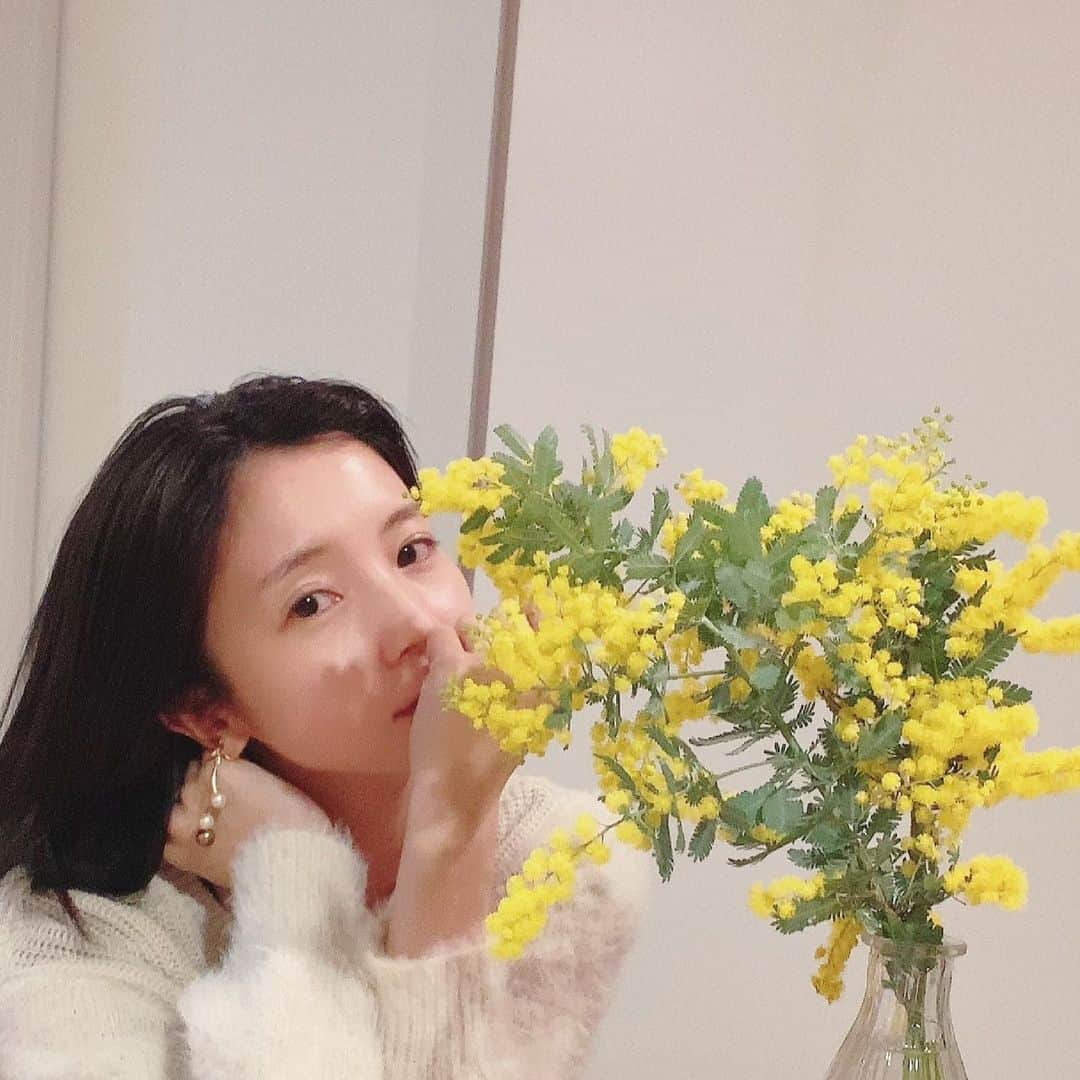 入来茉里さんのインスタグラム写真 - (入来茉里Instagram)「ミモザ🌼綺麗 家の中が明るくなりました〜 今夜はこれから映画鑑賞🎞 ・ ・ #花言葉 #感謝 #思いやり #ミモザ #ミモザの日  #flowers #japan #japanesegirl」3月8日 21時47分 - iriki.mari_official