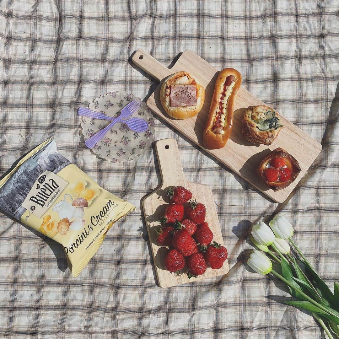 安中亜美さんのインスタグラム写真 - (安中亜美Instagram)「ㅤㅤㅤㅤㅤㅤㅤㅤㅤㅤㅤㅤㅤ パン屋さんでパン買って家からイチゴ持ってきて 外で食べるだけで美味しいなぁ🍓 またピクニックしたいなぁ🌸 ㅤㅤㅤㅤㅤㅤㅤㅤㅤㅤㅤㅤㅤ #ピクニック#picnic#パン#パン屋#いちご」3月12日 21時10分 - amitwinsworld