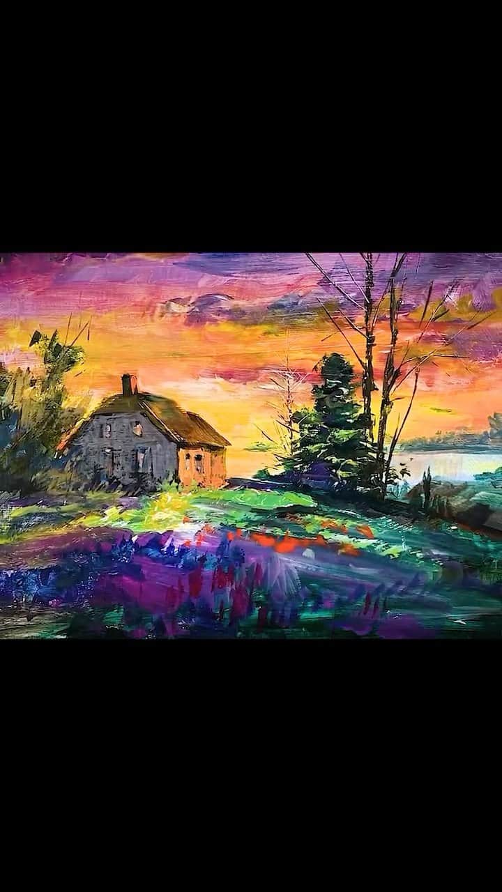柴崎春通のインスタグラム：「Acrylic Landscape Painting アクリル風景画  #acrylicpainting #アクリル画 #アクリル #風景画 #landscapepainting #youtube」