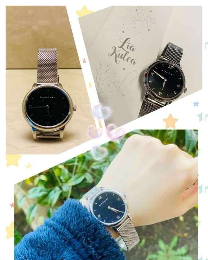 桜咲千依のインスタグラム：「リアクレアの腕時計✨ 相変わらず文字盤凄く可愛い🐈❤ ベルトは大人っぽいシルバー色です✨  クーポンコードで10%割引になるよ⏰ ぜひご利用ください 【ousaklc85】 ※本日より1年間有効です。  #リアクレア #時計 #腕時計 #liakulea #ハワイ#手元倶楽部」