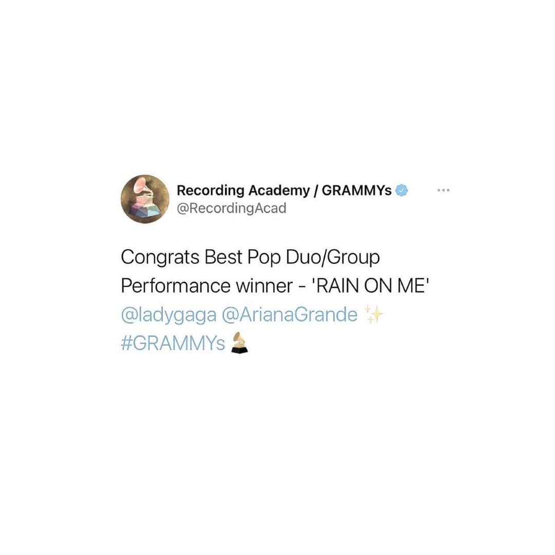 アリアナ・グランデのインスタグラム：「MOTHER MONSTER WAKE UP @ladygaga !!!!!!??……… eternally, deeply grateful for u, for this experience, to have been a part of this song and this celebration of healing and recovery. grateful to be able to dance in the rain with u, to call u my dear friend, and to now share this. beyond thankful. congratulations queen, ti voglio bene.」
