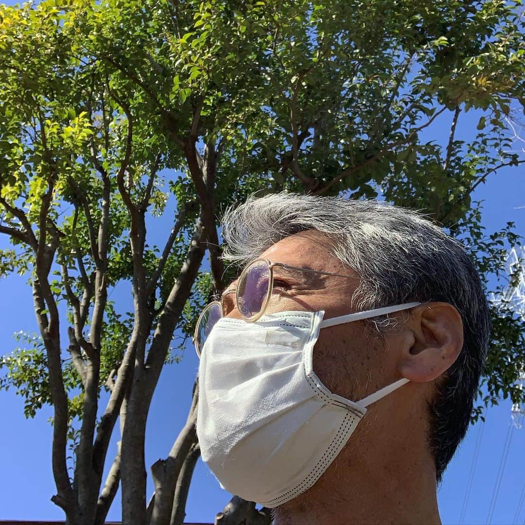 渡辺裕之のインスタグラム：「外は 暖かく 空は青い 上を向いて歩こう 元気が出てくる^_^ #青空  #上を向いて歩こう  #元気」