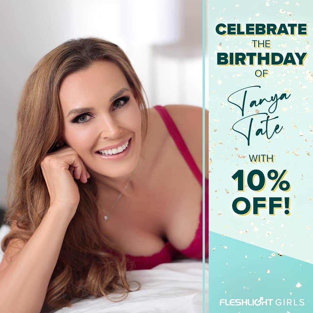 ターニャ・テイトのインスタグラム：「March is my Birthday month 🎂  Celebrate with me ! 🎉  Get 10% off my @Fleshlight by using code MARCHBDAY...  Get yours on the Tanya Tate page of the fleshlight website.」
