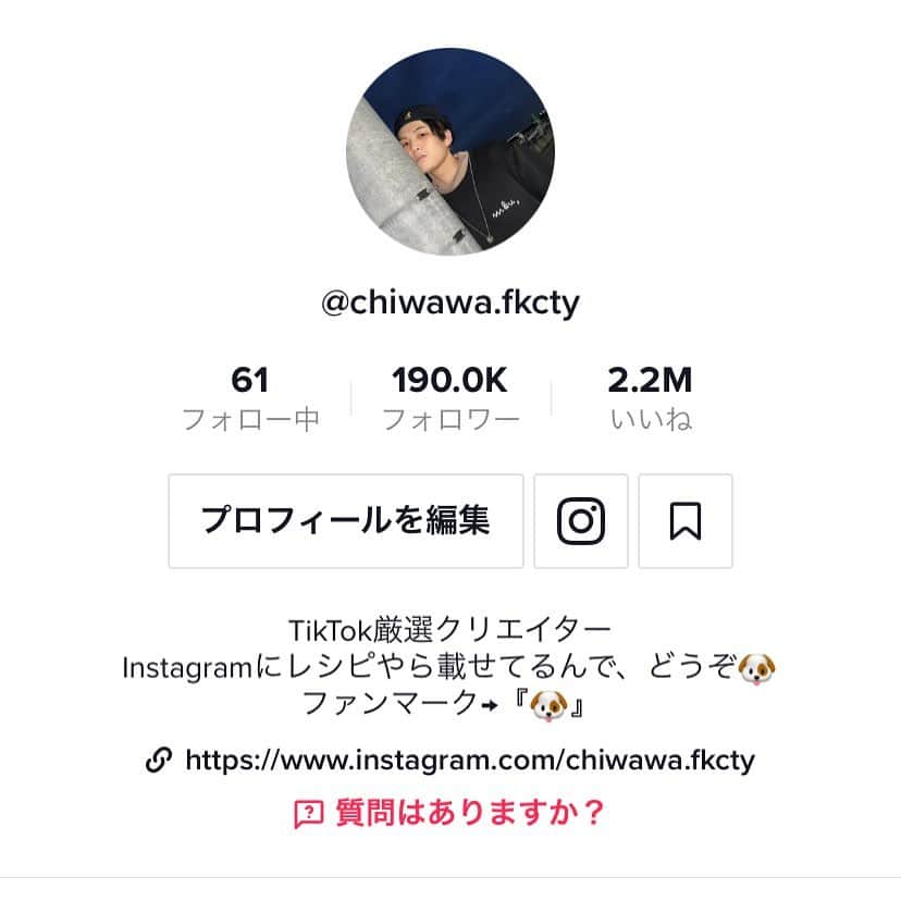 塩顔チワワのインスタグラム：「190.0K(19万人)Thank you🐶 #tiktok #tiktokers」
