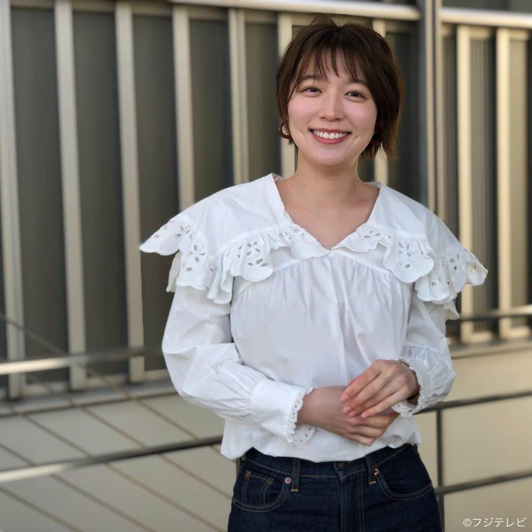 フジテレビ「めざましテレビ」さんのインスタグラム写真 - (フジテレビ「めざましテレビ」Instagram)「3月17日（水）  ファッション雑誌CanCamとコラボした お天気コーナー「きょう何着て行く？」 阿部華也子の毎日のコーデを紹介♪  【きょうのコーデ】 コート→#Gap 6354円  ブラウス→#アプワイザーリッシェ 1万5000円  パンツ→#Gap 5445円  靴→#銀座かねまつ 3万4000円  イヤリング→#Grandedge 1700円  【コーデのポイント】 この春気になるトップスといえば ロマンティックな甘めブラウス🍫✨ 中でも大きな襟が目を引く ビックカラーデザインが今っぽくてイチオシです🙆🏻‍♀️ カットワークが施された一枚ならより華やかに💐 まずはデニムとシンプルに合わせて 可愛げカジュアルに着こなしたい👖💕  #めざましテレビ #きょう何着て行く？ #阿部華也子 #今日のコーデ#コーデ#CanCam #今日のファッション#ootd #きょう何着て行く？は月〜金朝6時22分ごろ放送📺 #スタイリストたなべさおり」3月17日 21時50分 - mezamashi.tv