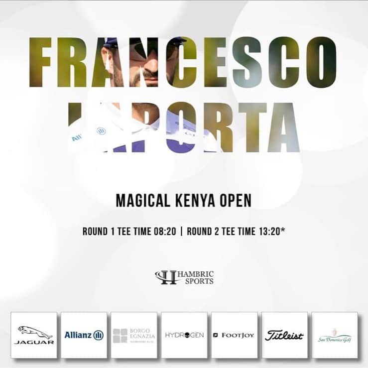 フランチェスコ・ラポルタのインスタグラム：「Magical Kenya Open 🇰🇪 —— #hydrogen #jaguaritalia #allianz #borgoegnazia #sandomenicogolf #titleist #footjoy #hambricsports #europeantour #kenyaopen #racetodubai」