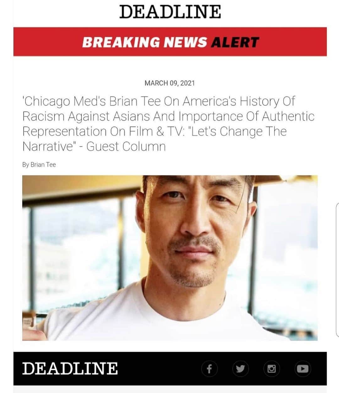 ニック・ジェフスのインスタグラム：「I stand in solidarity with my Asian family, friends and communities. Please read my friend @brian_tee ‘s powerful article (link in bio). #StopAsianHate」