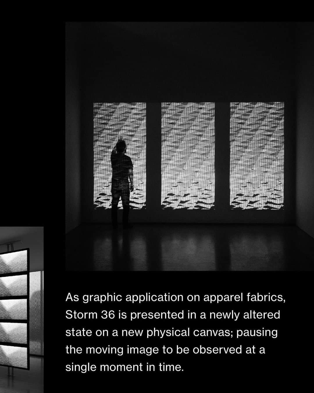 ウィングスアンドホーンズさんのインスタグラム写真 - (ウィングスアンドホーンズInstagram)「The Makers · Nicolas Sassoon  The process around how and why we make things defines us. As we take time to rest and reflect, we want to share the stories of friends, collaborators and team members who emulate these values. Introducing Nicolas Sassoon, a Franco-Canadian visual artist based in Vancouver, BC.  Fixated on early computer graphics and imaging techniques, Sassoon uses rudimentary software and his abstract design language, to create hypnotic digital animations. For SS19, we collaborated on a limited capsule collection featuring freeze-frame graphics from Storm 36, Sassoon's animated rendering of Vancouver’s inclement weather as he observed it through the window of his studio.  At the intersection of the natural world and technology, the Storm 36 series explores the relationship between pixelated computer patterns, textile fabrication and the motion of the human body. Utilising a moiré technique, two images overlap to create the illusion of a third — reminiscent of the way two yarns may be woven or knit to create a finished textile. On body, elements of physical motion amplify the effect and produce a trance-like sensation, an original intention in Sassoon's work.  As graphic application on apparel fabrics, Storm 36 is presented in a newly altered state on a new physical canvas; pausing the moving image to be observed at a single moment in time.  #wingsandhorns #themakers」3月19日 23時40分 - wingsandhorns