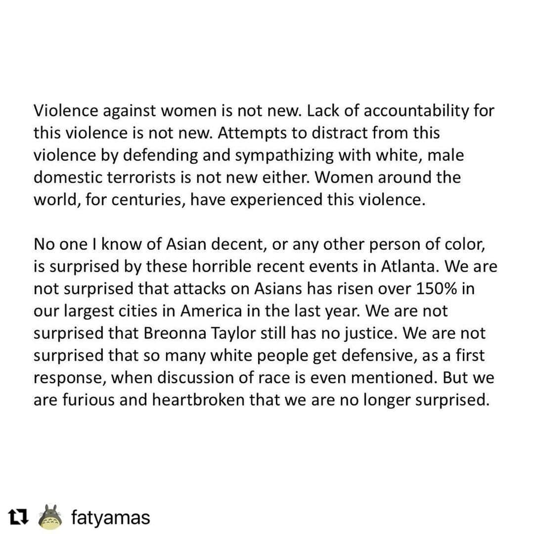 ニック・ジェフスさんのインスタグラム写真 - (ニック・ジェフスInstagram)「Proud to repost on behalf of my spectacular Japanese American wife, Lilian Matsuda. Within it is part of her story. Please read. #stopasianhate #stophate  Reposted caption: To #StopAsianHate we need to do more than use a hashtag on social media. You know what to do. Read up on the history of Asian Americans policies and communities where you live. Teach your kids about us. Support our businesses. Take a training and learn how to respond in situations where you are a witness to harassment. Demand justice for us. Stop blaming women for experiencing violence. Women are not responsible for violence they experience 💛 Women are not responsible for violence they experience. Women are not responsible for violence they experience. Women are not responsible for violence they experience. Women are not responsible for violence they experience. Women are not responsible for violence they experience. Women are not responsible for violence they experience. Women are not responsible for violence they experience ❤️」3月20日 6時46分 - nickgehlfuss