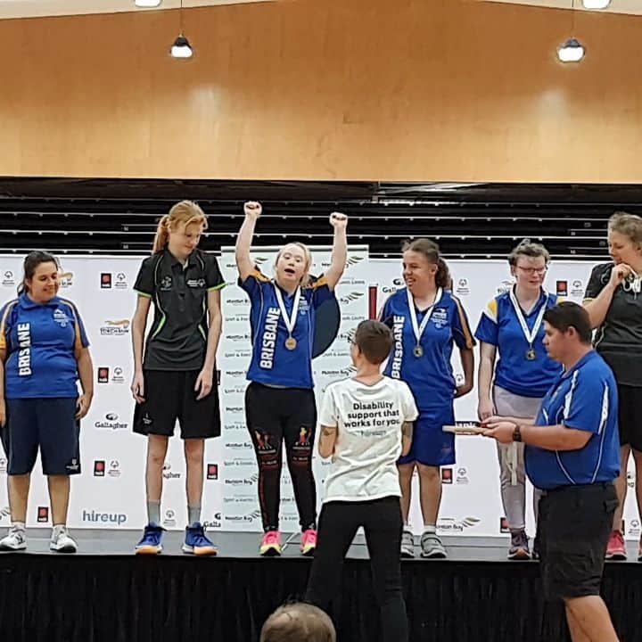 マデリン・スチュアートのインスタグラム：「The best way to celebrate World Down Syndrome Day is having an amazing day with your fellow amazing Athletes, and an added bonus of winning Gold playing a sport you love 🏀, so blessed, thank you @specialolympicsqld.@madeline_stuart Happy World Down Syndrome Day you awesome T21ers and all your amazing families and carers. #inclusion #worlddownsyndromeday #diversity #downsyndrome #madelinestuart #t21」
