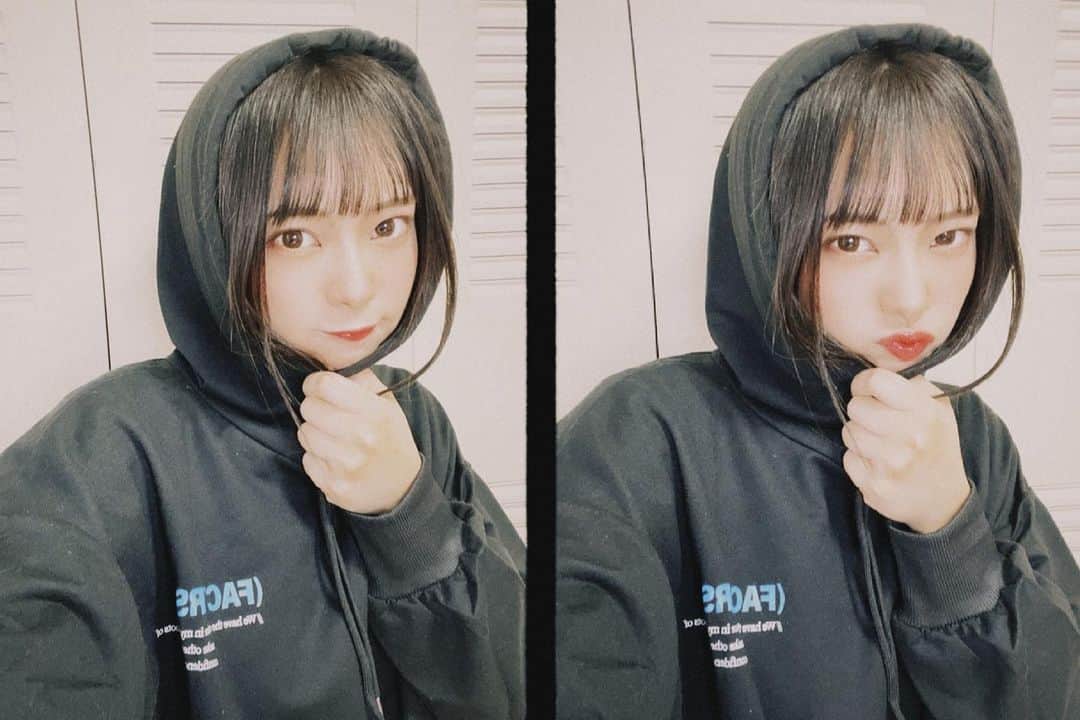 山田寿々のインスタグラム：「🖤 #17kg #イチナナキログラム #パーカー #dazzcamera #dazzカメラ」