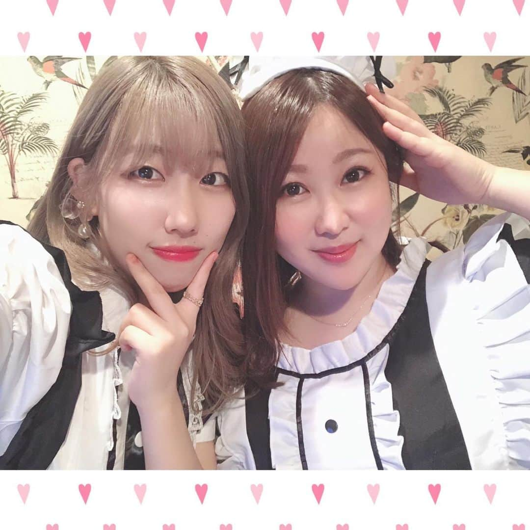 春野ゆりかのインスタグラム：「人生初のメイド服❤️💁‍♀️笑  やってしまいました…🤣  #市井紗耶香アイドルオーディション の時に、mystaで別のオーディションを受けていたけれど、お互いに応援しあって仲良くしてくれていた #のうさぎももこちゃん こと、#もーちゃん 🐰🌸  かわいいピチピチの子ウサギちゃんみたいな可愛い女の子です💕  やっと会えて、沢山お話しできて楽しかったなぁ❣️  もーちゃんのノリノリに合わせて私も恥ずかしがって着てみた割にはノリノリに写真撮ってる🤣笑  人生一度きり、こんなかわいい衣装も着ておこうっっ🌸👗  ということで大目にみてください（^人^）💦  上京したての時の自分の姿を照らし合わせるように彼女をみていて、これから沢山のチャレンジをして素敵に輝いてほしいな❤️ リリたんは応援してるよ📣💕  フレッシュなパワーに力をもらいました❤️ もーちゃんありがとう❣️🐰🌸  #コスプレ #メイド服」