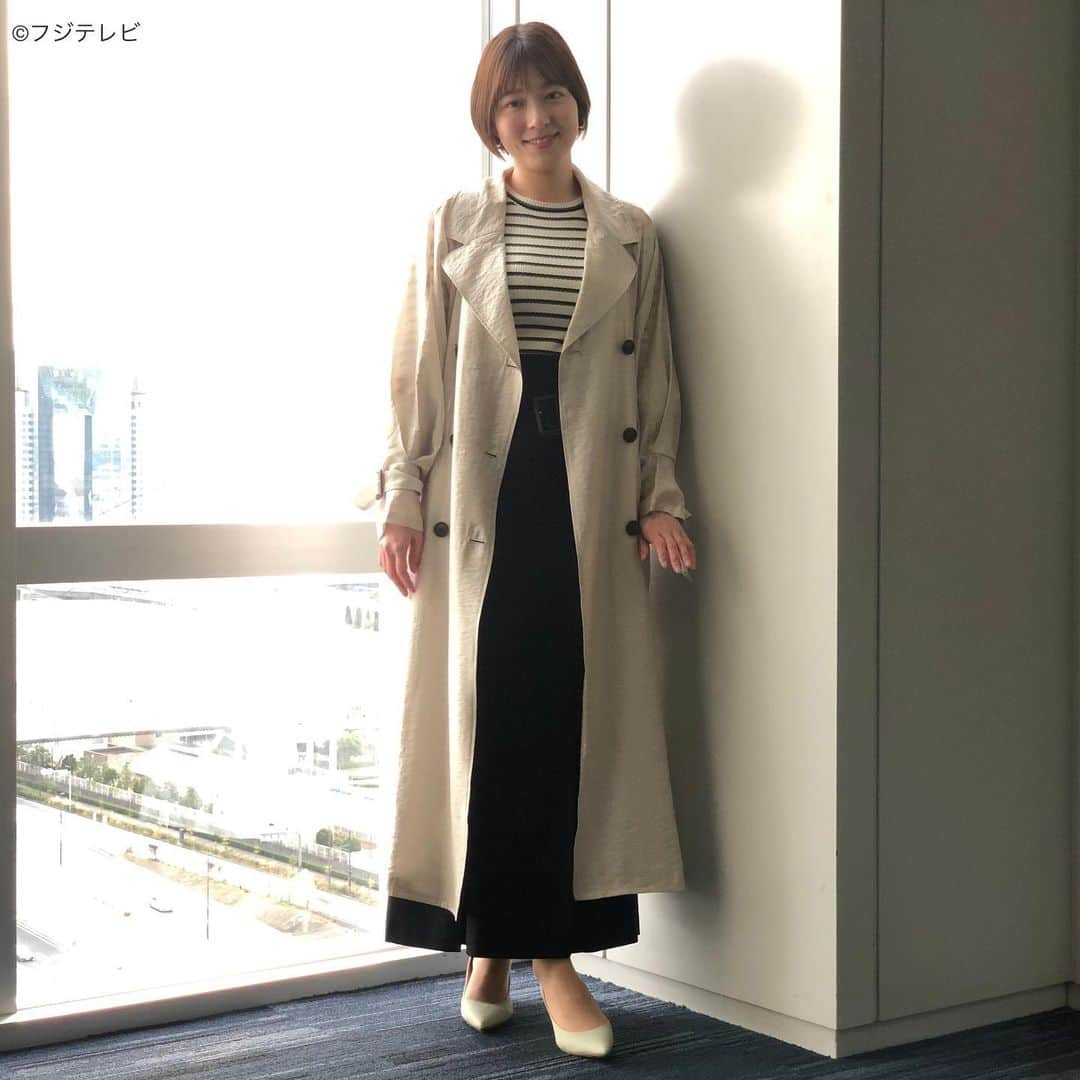 フジテレビ「めざましテレビ」さんのインスタグラム写真 - (フジテレビ「めざましテレビ」Instagram)「3月22日（月）  ファッション雑誌CanCamとコラボした お天気コーナー「きょう何着て行く？」 阿部華也子の毎日のコーデを紹介♪  【きょうのコーデ】 コート→#MERCURYDUO 2万6400円 ニット→#31Sonsdemode 6490円 スカート→#mite<stylist saori tanabe×mite> 7900円 靴→#マミアン 9240円 イヤリング→#アビステ 2100円  【コーデのポイント】 カジュアルなボーダーをコンパクトニットで取り入れて どこかレディな印象に💃 ネイビーのロングスカートを合わせると 上品爽やかなマリンスタイルが完成します⚓︎🚢 ライトグリーンのパンプスで 華やかさと春気分もトッピング🧚🏻🌸  #めざましテレビ #きょう何着て行く？ #阿部華也子 #今日のコーデ#コーデ#CanCam #今日のファッション#ootd #きょう何着て行く？は月〜金朝6時22分ごろ放送📺 #スタイリストたなべさおり」3月22日 19時45分 - mezamashi.tv