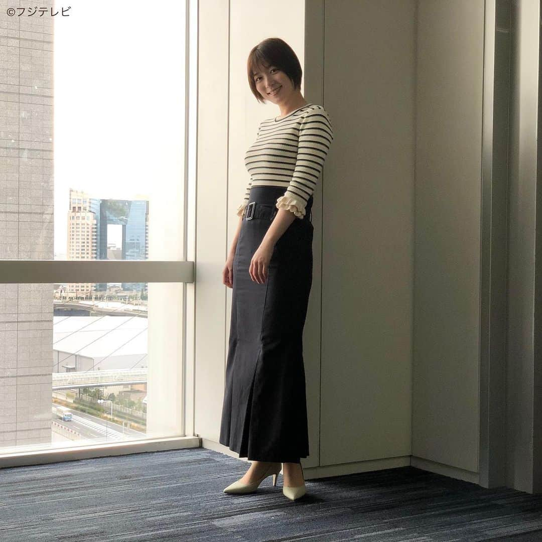 フジテレビ「めざましテレビ」さんのインスタグラム写真 - (フジテレビ「めざましテレビ」Instagram)「3月22日（月）  ファッション雑誌CanCamとコラボした お天気コーナー「きょう何着て行く？」 阿部華也子の毎日のコーデを紹介♪  【きょうのコーデ】 コート→#MERCURYDUO 2万6400円 ニット→#31Sonsdemode 6490円 スカート→#mite<stylist saori tanabe×mite> 7900円 靴→#マミアン 9240円 イヤリング→#アビステ 2100円  【コーデのポイント】 カジュアルなボーダーをコンパクトニットで取り入れて どこかレディな印象に💃 ネイビーのロングスカートを合わせると 上品爽やかなマリンスタイルが完成します⚓︎🚢 ライトグリーンのパンプスで 華やかさと春気分もトッピング🧚🏻🌸  #めざましテレビ #きょう何着て行く？ #阿部華也子 #今日のコーデ#コーデ#CanCam #今日のファッション#ootd #きょう何着て行く？は月〜金朝6時22分ごろ放送📺 #スタイリストたなべさおり」3月22日 19時45分 - mezamashi.tv