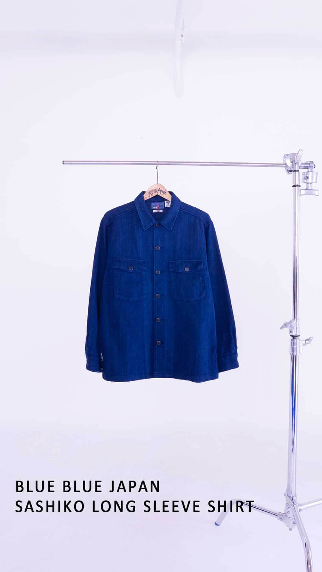 ハリウッドランチマーケットのインスタグラム：「﻿ - - - NEW ARRIVAL & RECOMMENDATION - - -﻿ ﻿ ●カセゾメサシコ 2ポケット ロングスリーブシャツ / BLUE BLUE JAPAN﻿ No.700085116﻿ ﻿ かせ染めのインディゴ糸で織り上げた、シャツのような薄さとやわらかさが特徴のオリジナルの刺子生地を使用しています。﻿ 洗い加工によりかせ染め特有のタテムラが生地に深みを出しています。﻿ 胸に大きなフラップポケットがあるファティーグシャツで脇のサイドスリットがデザインポイントです。﻿ ﻿ -------------------------------﻿ (Dear international customers)﻿ We offer international shipments.﻿ Please visit SEILIN ONLINE SHOP to make purchases. ﻿ -------------------------------﻿」