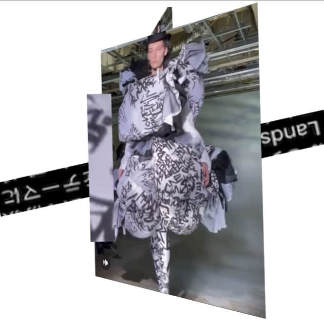 The Reality Showのインスタグラム：「Landscape of Shadows  AW21 @commedesgarcons “Amidst the incessant overflowing of miscellaneous things, the deluge of colour, the flooding of sound and the inundation of information... I need to take one breath in the monochrome stillness” RK   📹 voguejapan 👟 cdgfreak of @salomon @nike 🔁 AI remix generated in 20 minutes」