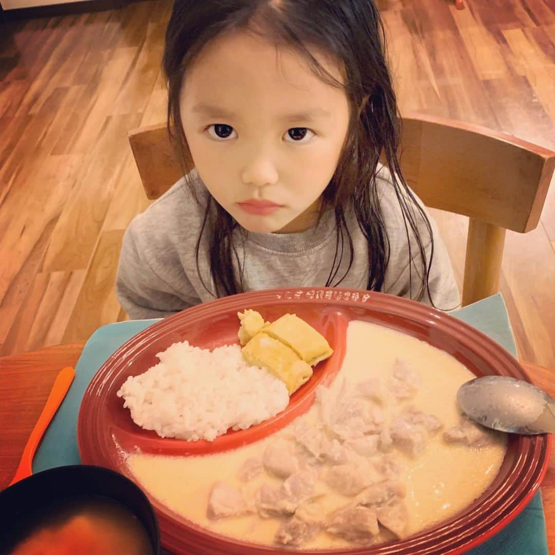 内藤陽子さんのインスタグラム写真 - (内藤陽子Instagram)「魚派のニコに何とかお肉を食べて欲しくて、久しぶりにフリカッセを作った🍽 騙し騙し食べれるように大好きな卵焼きとお豆腐のお味噌汁という、？だったが この表情😭え、普通に嫌だって。 うそーめちゃくちゃ美味しいじゃーん。 焼肉してもすき焼き用のめちゃいいお肉しか食べてもらえない… 残念ながらの　#母の気持ち  #いつかわかってくれるはず  #それに　#そんなに睨むなよ #だが　#その顔も好きだぜ」3月23日 11時48分 - dadaflora