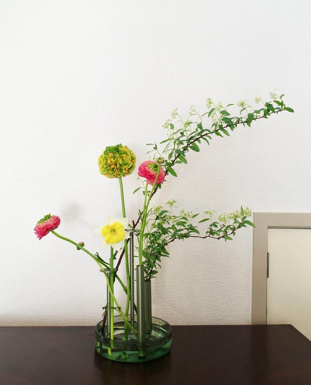 愛可さんのインスタグラム写真 - (愛可Instagram)「・ 年末に球根から植えた水仙が見事に咲いてくれました。 あまりに可愛いので、お家で楽しみたくて買ってきたラナンキュラスと一緒に生けてみました。 ・ ・ バレンタインのお返しにプレゼントしてもらった、フリッツ・ハンセンの花器に生けてみたら、いけ花みたいにパリッとカッコよく見えます！  ・ ・ #水仙　#ラナンキュラス　#メルリーノ #フリッツハンセン  #fritzhansen  #ikerubase」3月23日 15時06分 - aikick