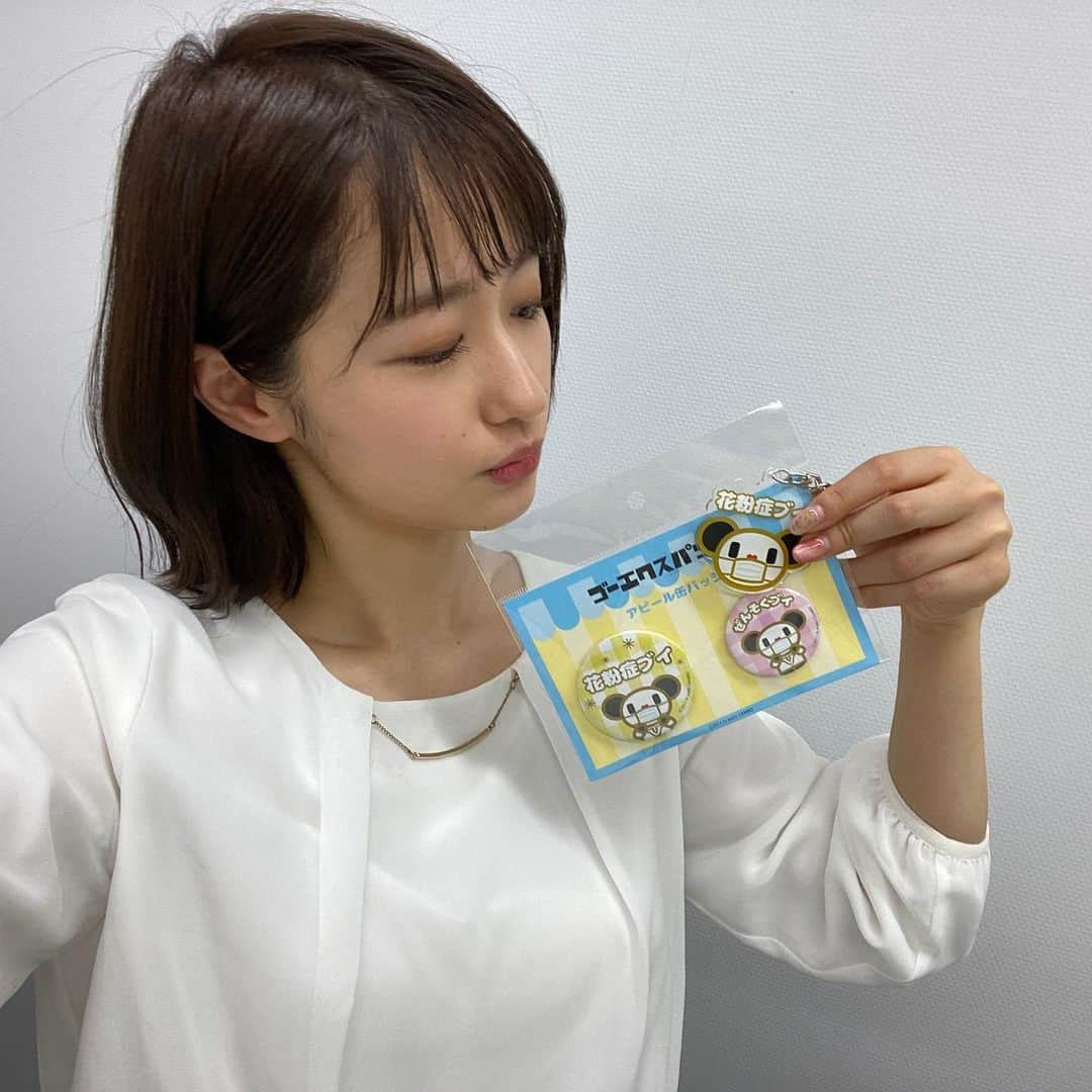 佐藤ちひろさんのインスタグラム写真 - (佐藤ちひろInstagram)「スタジオに入る際、箱ティッシュは必需品です🤧  そんな私と同じ花粉症の皆さまに知ってもらいたい情報です！  「ゴーちゃん。」の花粉症アピールグッズが販売中です！  テレアサショップ六本木店、東京駅店、テレアサショップONLINEで購入できますよ🥰 商品の詳細は以下となります。 ぜひチェックしてください！   ■ ゴーエクスパンダ　アピール缶バッジセット　　　770円（税込） https://ropping.tv-asahi.co.jp/shop/item/905-917398/ ■ ゴーエクスパンダ　花粉症アピールキーホルダー　715円（税込） https://ropping.tv-asahi.co.jp/item/905-917399/ ■ ゴーエクスパンダ　花粉症アピールスタンプ　　 1,650円（税込） https://ropping.tv-asahi.co.jp/item/905-917400/   #花粉症　#花粉　#アピール　#ゴーちゃん。　#グッズ　 #久しぶり　#同期 の #安藤萌々アナ に 会いました！　#😊❤️」3月24日 19時04分 - chihiro.sato_ex