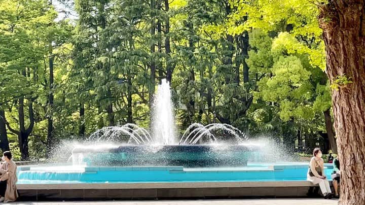 けらえいこのインスタグラム：「歯医者へ行ったついでにまた日比谷公園へ。  先週キレイだった藤の花が終わっていて😳 咲いてなかったツツジが満開。  時間のスピードが速すぎてあせるわー😓  #それにしても緑が #キレイ」