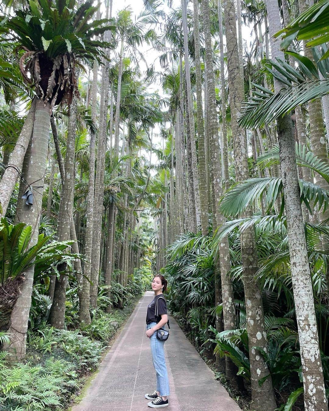 石井里奈さんのインスタグラム写真 - (石井里奈Instagram)「こんにちは🌞 . 今日は沖縄編🏖✨ 沖縄では帰り道に東南植物楽園へ寄り道✨❤ . 南国の自然をたっぷり味わえてマイナスイオンで癒されました☺️💕✨ . ここは日本一のユスラヤシ並木🌴 すごいよねー！本当インスタ映え！ . 他にもたくさんスポットあったのでまた紹介するね❤️ . tops... @flavor__tee  denim... @upperhights  shoes... @converse_jp  bag... @dior  . 南国といえばやっぱりTシャツ👕 FRAVOR TEEというブランドで全素材にヨモギ成分をプラス！保湿効果で、肌触り柔らかな素材なので、ストレスフリーで肌も美しく導いてくれるの💕 . 新作のアッパーハイツとのデニムとも相性抜群！やっぱり春夏は薄いデニムが可愛い🧡お尻も綺麗に上がって見えてお気に入りだよ✌️ . 午後も頑張っていきましょう💕 . #りなまるコーデ #upperhights #intheknowgl #アッパーハイツ #flavortee #フレーバーティー #デニムコーデ #tシャツ #tシャツコーデ #デニム #デニム女子 #jeans #沖縄観光 #東南植物楽園 #沖縄旅行 #沖縄 #okinawa #沖縄観光スポット #ユスラヤシ並木 #植物園 #マイナスイオン #南国 #リゾート #resort #デニムパンツ #コンバース #スニーカーコーデ #カジュアルコーデ #カジュアルファッション #カジュアル女子」4月20日 12時09分 - ri7tin1025
