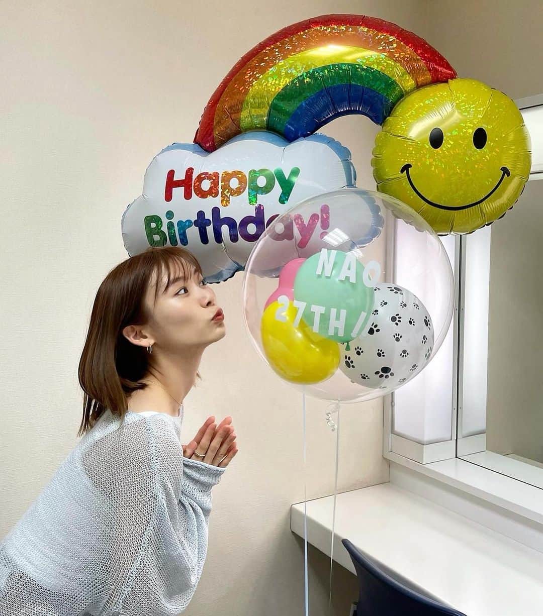 朝日奈央さんのインスタグラム写真 - (朝日奈央Instagram)「27th🤍🌈💞🎉 My Birthday ! 今年も沢山笑って 最高の1年にするよーん🥳 2021.4.21」4月21日 23時38分 - pop_step_asahi