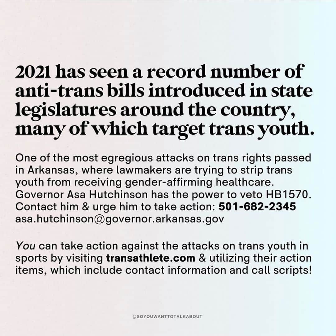 アリアナ・グランデさんのインスタグラム写真 - (アリアナ・グランデInstagram)「the most extreme anti-trans bill in the country is just one signature away from becoming law in Arkansas. please email @govasahutchinson now and tell him to veto this horrifying trans health care ban! the swipe up to do so is on my story. thank u to @soyouwanttotalkabout @trevorproject @aclu @outmagazine for these helpful action items ! 🤍🏳️‍⚧️ please share. sending love, support and strength.」4月1日 3時24分 - arianagrande