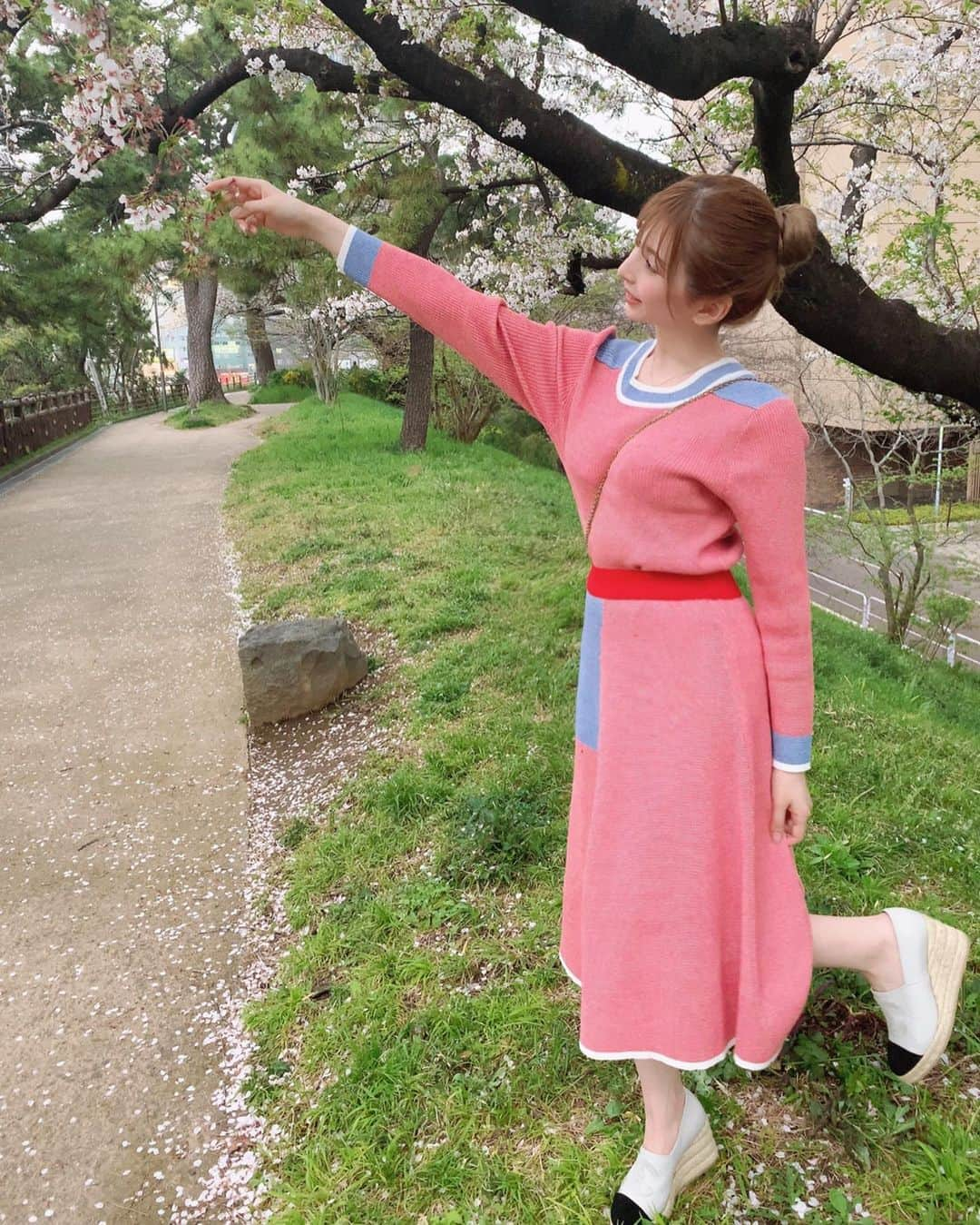 愛川みれいさんのインスタグラム写真 - (愛川みれいInstagram)「今日から4月だね🌸  今年は桜いっぱい見れて嬉しい🥰🥰 花粉症が改善された春は、最高でしか無い🥺🌸  今月から新しい事2つ始めるんだぁ😌🍀 みんなはどんな新年度にする？👼🌈💕  このセットアップは @spicaglow さんのだよ💖  春っぽくて可愛いよね😌🌸 クーポンコード『wsu8』で1000円OFFになるから 良かったら使って下さいな🌸🌼  #ファッション#fashion#セットアップ #spigagrow#spigagrowfashion #春ファッション#spring#桜#お花見 #春が大好き#花粉症改善#愛川みれい」4月1日 21時56分 - mirei.aikawa