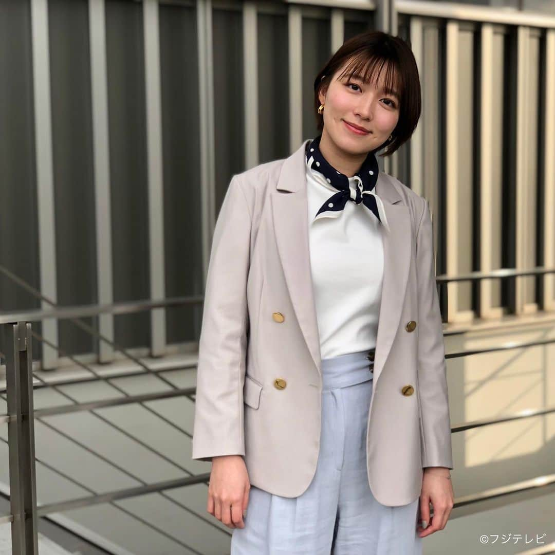 フジテレビ「めざましテレビ」さんのインスタグラム写真 - (フジテレビ「めざましテレビ」Instagram)「4月1日（木）  ファッション雑誌CanCamとコラボした お天気コーナー「きょう何着て行く？」 阿部華也子の毎日のコーデを紹介♪  【きょうのコーデ】 ジャケット→#YECCAVECCA 1万6500円 プルオーバー→#NOSTALGIA 3190円 パンツ→#Isn‘tShe？ 7700円 靴→#ダイアナ 1万5400円 スカーフ→#バナナリパブリック 3490円 イヤリング→#アビステ 8800円  【コーデのポイント】 ジャケット×ワイドパンツのきちんとスタイル🙌 かっちりしすぎないように透明感のあるパステル調で 優しくまとめるのがおしゃれ見えのコツです💃✨ スカーフやバックル付きパンプスなど 遊びのある小物使いも今っぽさを後押し👠  #めざましテレビ #きょう何着て行く？ #阿部華也子 #今日のコーデ#コーデ#CanCam #今日のファッション#ootd #きょう何着て行く？は月〜金朝6時22分ごろ放送📺 #スタイリストたなべさおり」4月1日 23時22分 - mezamashi.tv